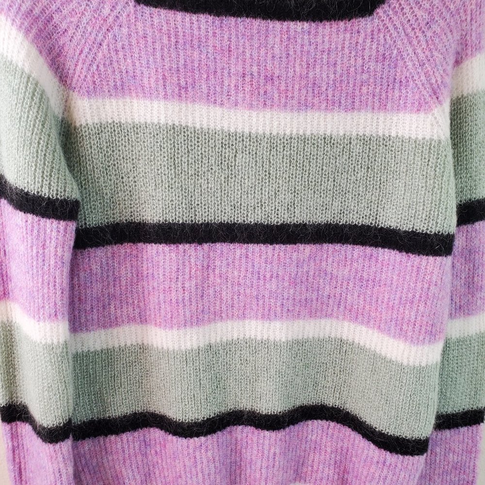 Veda X UO Urban Outfitters Anthro Womens Purple Sage Stripe Mockneck Sweater - Picture 4 of 14